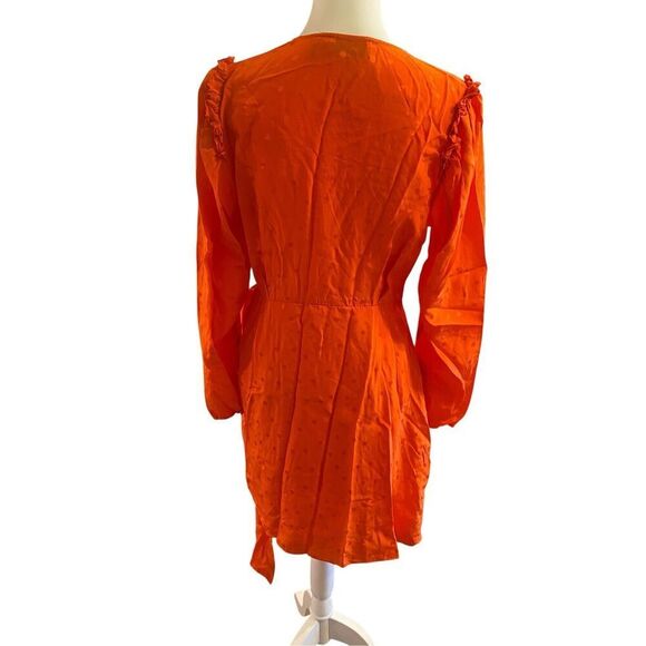 Essentiel Antwerp Viesbeth Silk Puff Sleeve Dress Orange Size 8 MSRP: $460 - Picture 8 of 11